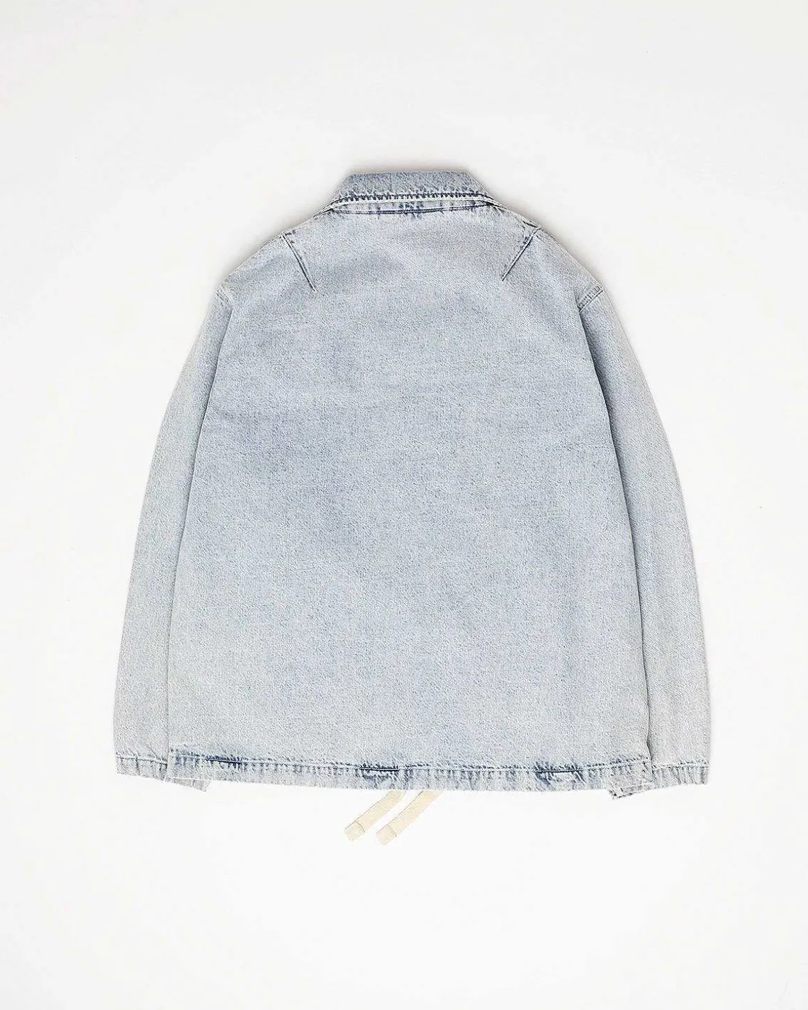 Half-Zip Denim Anorak Washed Light Blue