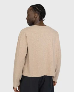 Hard Twist Bomuld Cashmere Boat Neck Langaermet Tee Beige