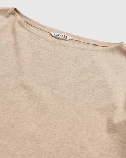 Hard Twist Bomuld Cashmere Boat Neck Langaermet Tee Beige