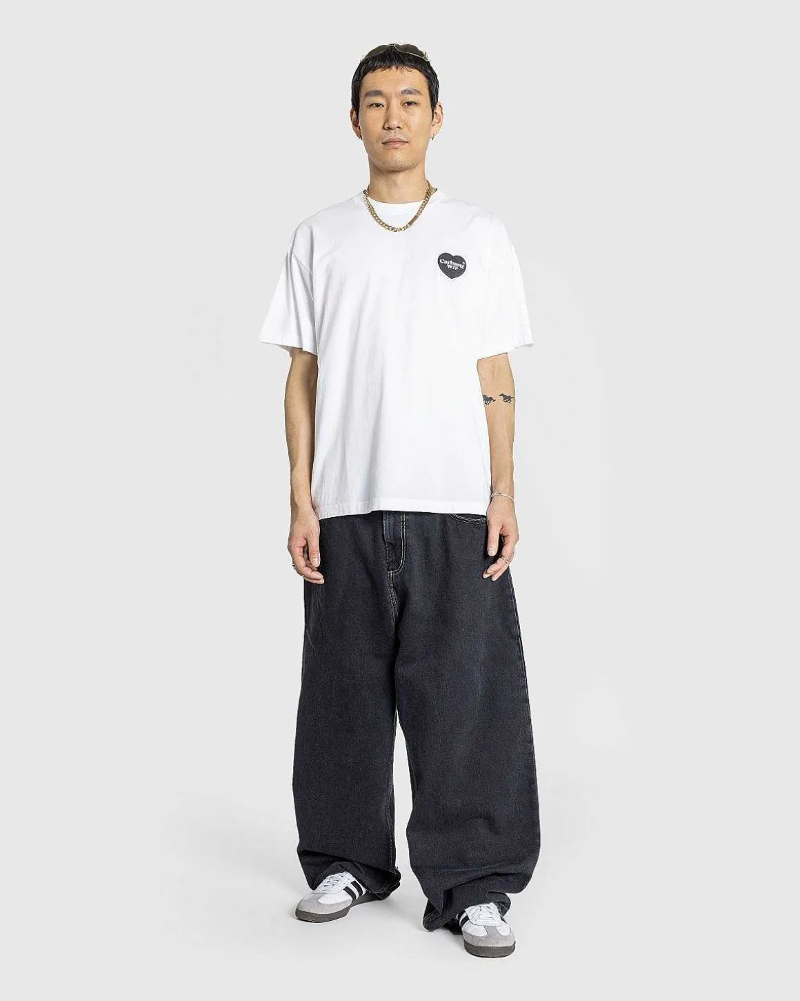Hjerte Bandana T-Shirt Hvid/Sort/Stenvasket