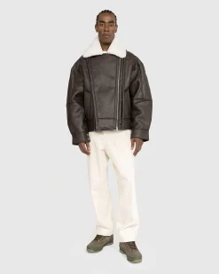 Hook And Eye Shearling-Jakke Morkebrun/Off White