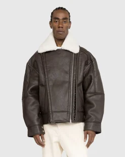 Hook And Eye Shearling-Jakke Morkebrun/Off White