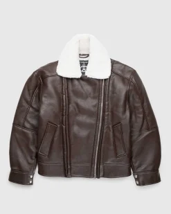 Hook And Eye Shearling-Jakke Morkebrun/Off White