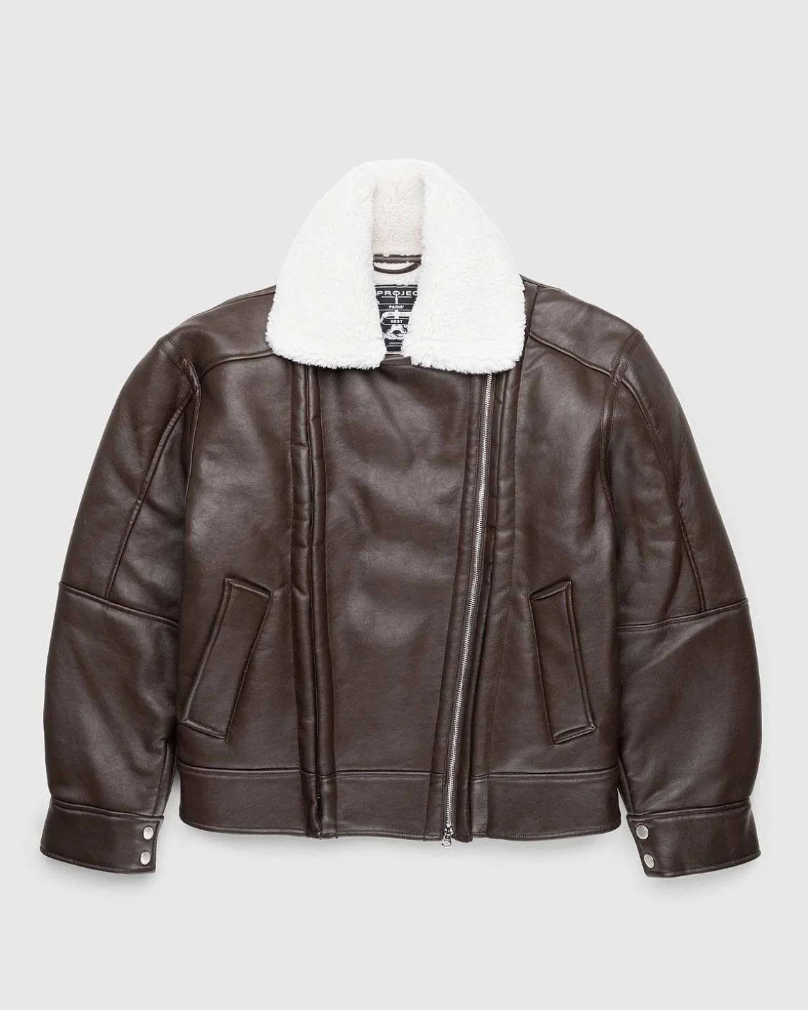 Hook And Eye Shearling-Jakke Morkebrun/Off White