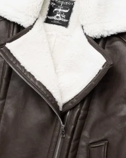 Hook And Eye Shearling-Jakke Morkebrun/Off White