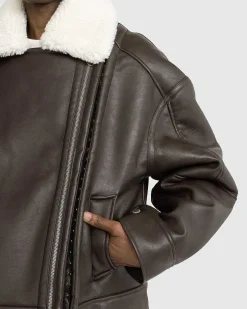 Hook And Eye Shearling-Jakke Morkebrun/Off White