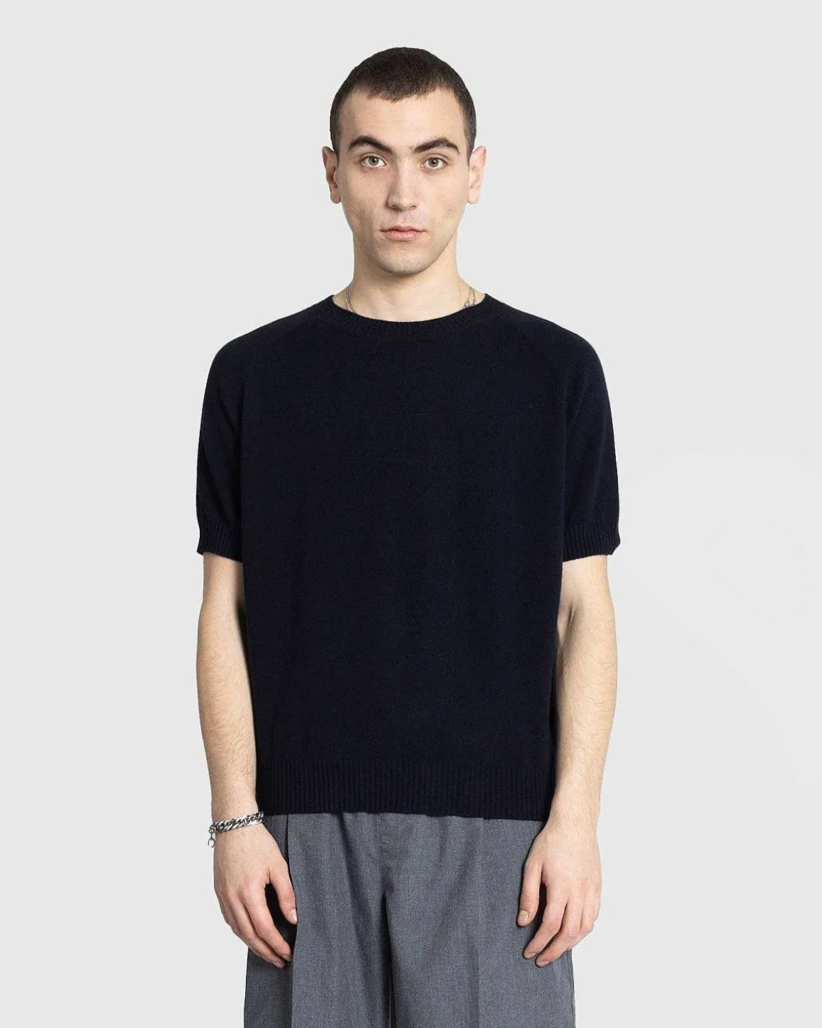 Jack Crew Neck Cashmere Kortaermet Sweater Midnatsbla