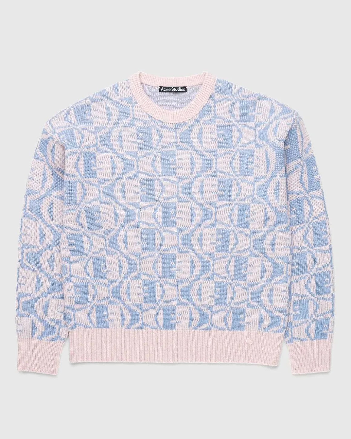 Jacquard Crew Neck Jumper Falmet Pink Melange/Lysebla