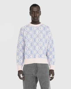 Jacquard Crew Neck Jumper Falmet Pink Melange/Lysebla