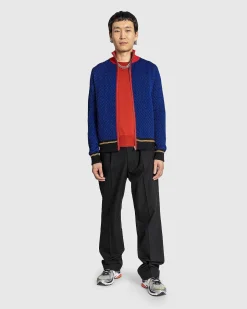 Jacquard Full-Zip Top Navy/Rod/Gul