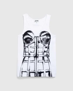Jersey Top Trykt Cage Trompe L'Oeil Hvid/Sort