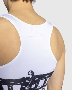 Jersey Top Trykt Cage Trompe L'Oeil Hvid/Sort