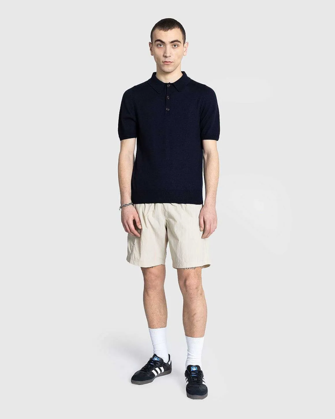 Joel Filted Cashmere Polo Midnight Blue