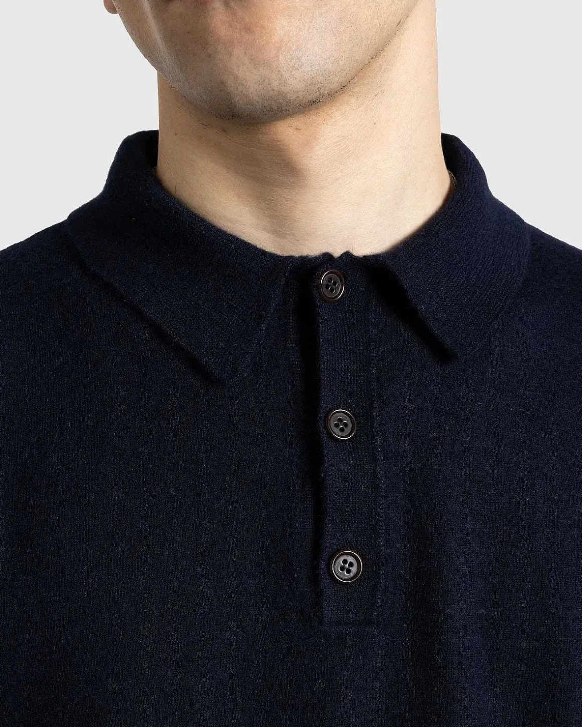 Joel Filted Cashmere Polo Midnight Blue