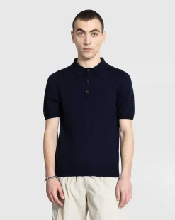 Joel Filted Cashmere Polo Midnight Blue