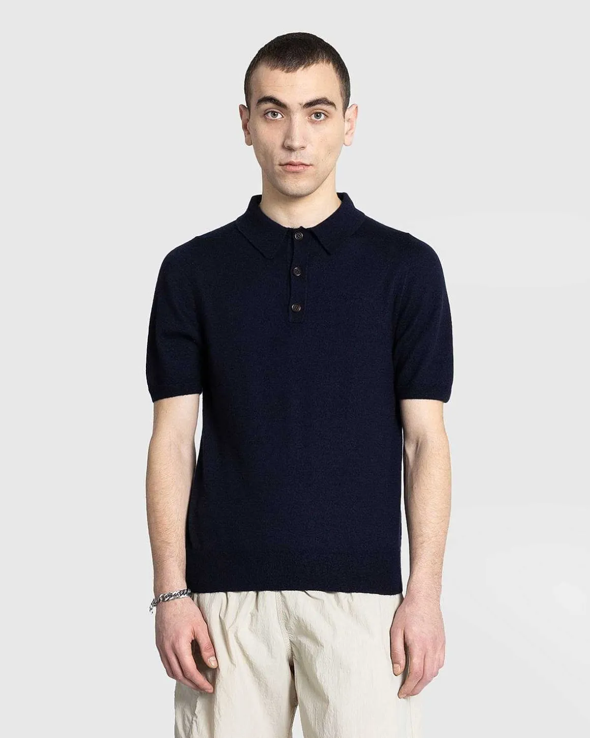 Joel Filted Cashmere Polo Midnight Blue
