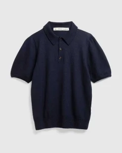 Joel Filted Cashmere Polo Midnight Blue