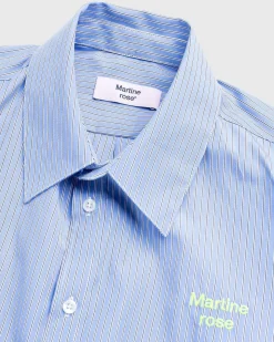 Klassisk Button-Down Skjorte Bla Og Hvid Stribe