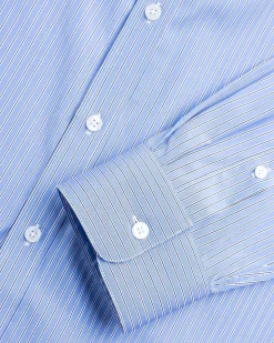 Klassisk Button-Down Skjorte Bla Og Hvid Stribe