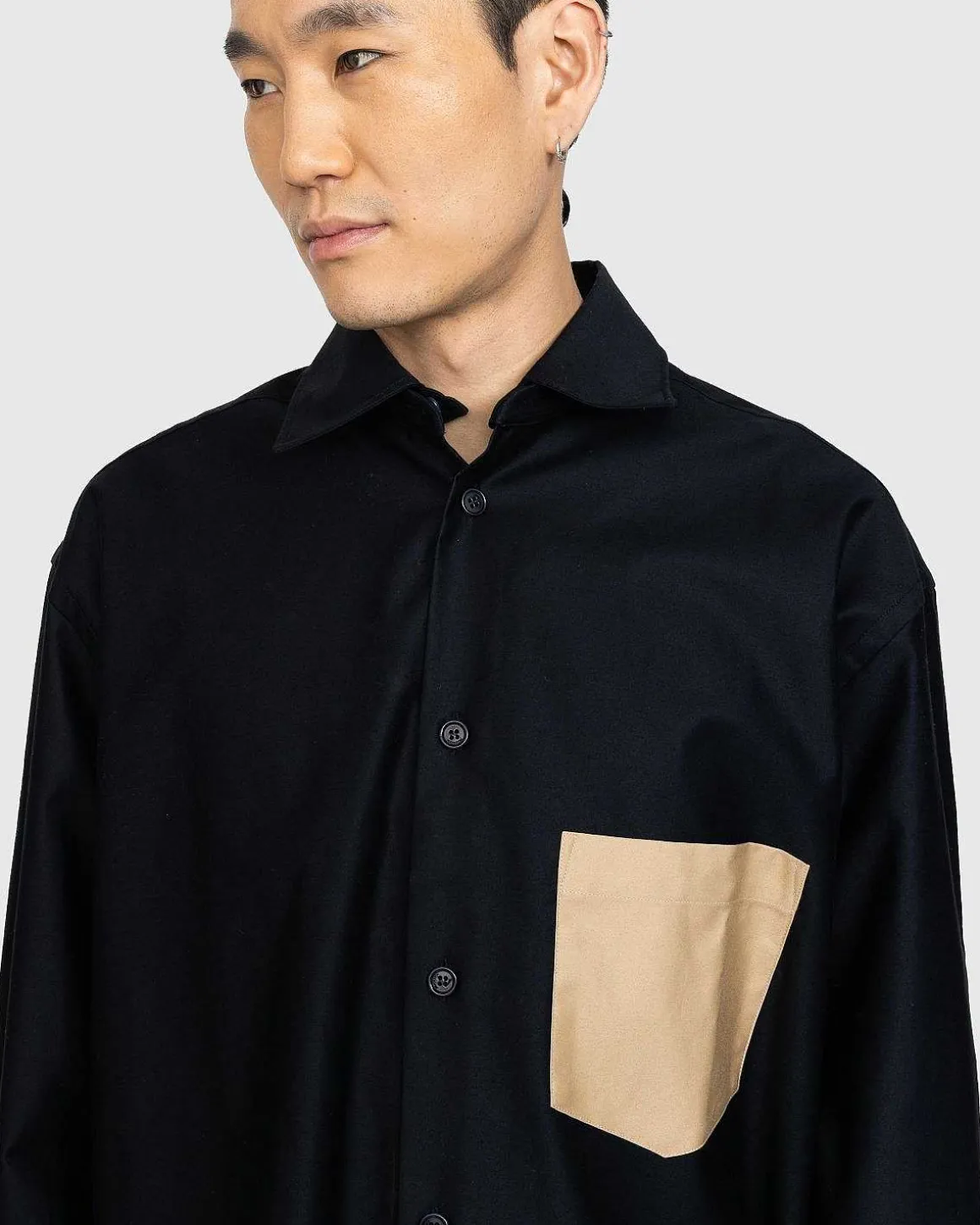 Kontrast Patch Pocket Oversized Skjorte Marinebla