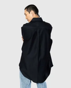 Kontrast Patch Pocket Oversized Skjorte Marinebla