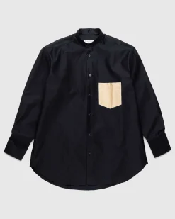 Kontrast Patch Pocket Oversized Skjorte Marinebla
