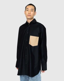Kontrast Patch Pocket Oversized Skjorte Marinebla