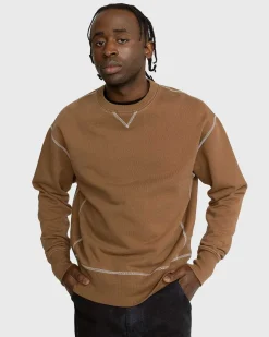 Kontrastsom Fleece Crew Brun