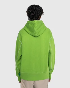 Kontrastsom Fleece-Haettetroje Med Lynlas, Gron