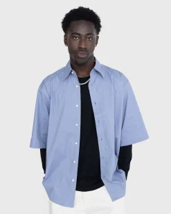 Kortaermet Button-Up Dusty Blue