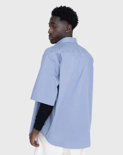 Kortaermet Button-Up Dusty Blue