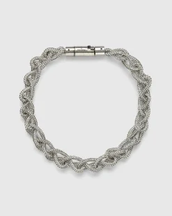 Krystal Cord Halskaede Antik Solv/Solv