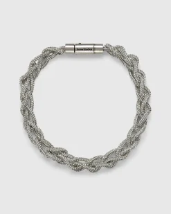 Krystal Cord Halskaede Antik Solv/Solv