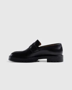 Laeder Tabi Mocassin Sort