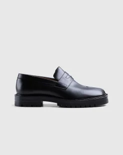 Laeder Tabi Mocassin Sort