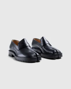 Laeder Tabi Mocassin Sort