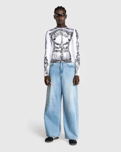 Langaermet Gaultier Paris Top Hvid/Sort