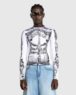 Langaermet Gaultier Paris Top Hvid/Sort
