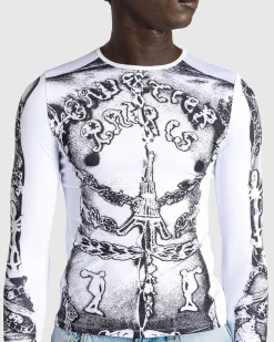 Langaermet Gaultier Paris Top Hvid/Sort