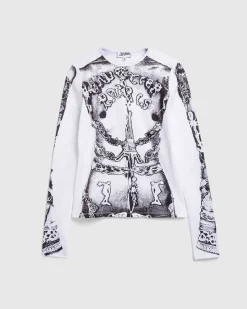 Langaermet Gaultier Paris Top Hvid/Sort