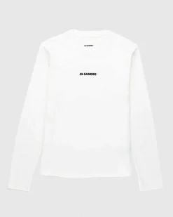 Langaermet Logo T-Shirt Porcelaen Hvid