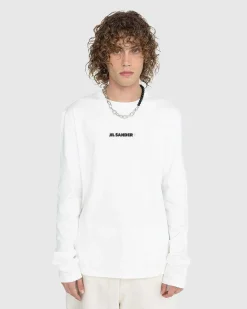 Langaermet Logo T-Shirt Porcelaen Hvid