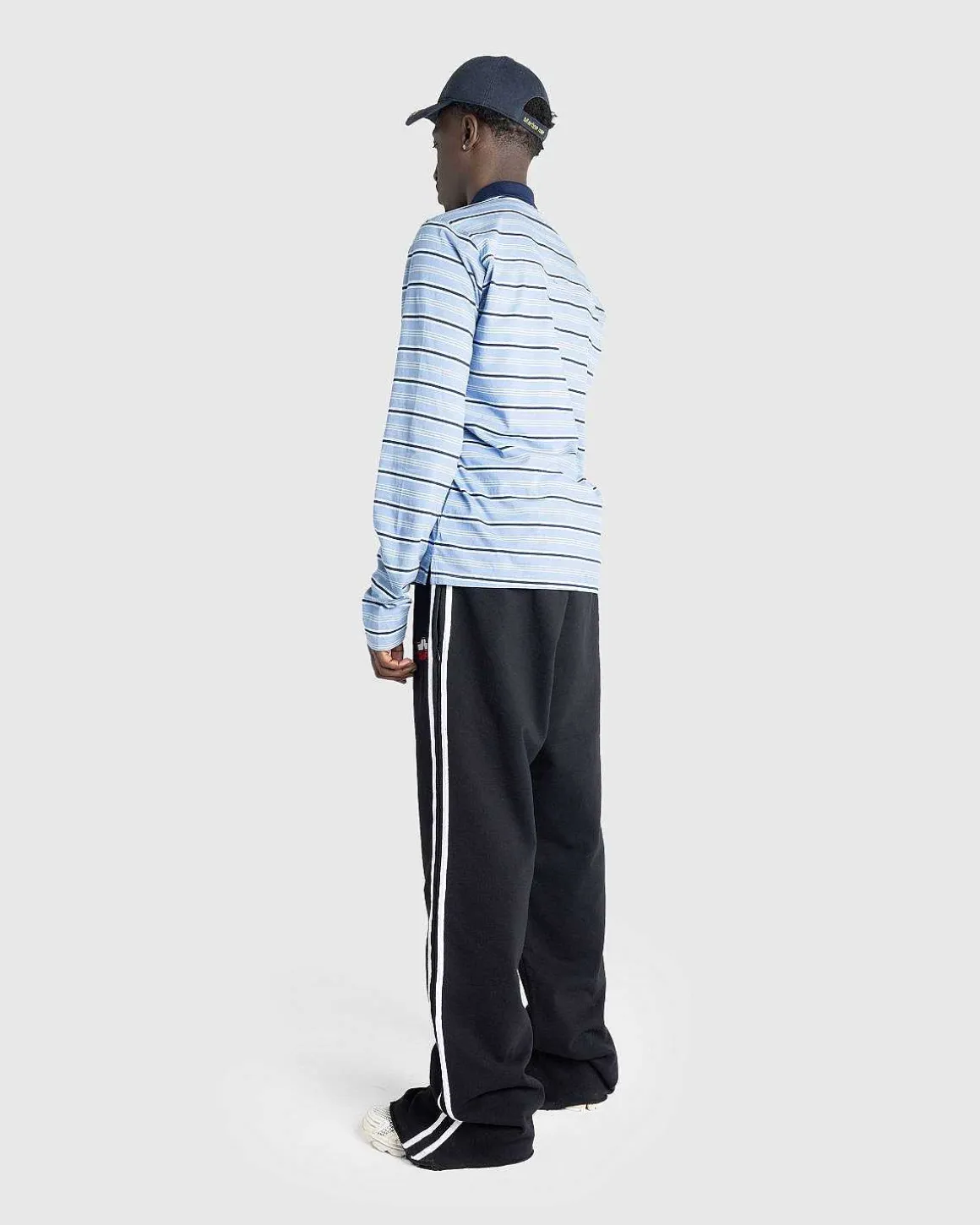 Langaermet Pulled Neck Polo Blue Stripe