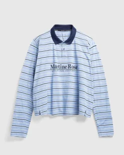Langaermet Pulled Neck Polo Blue Stripe