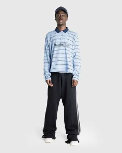 Langaermet Pulled Neck Polo Blue Stripe