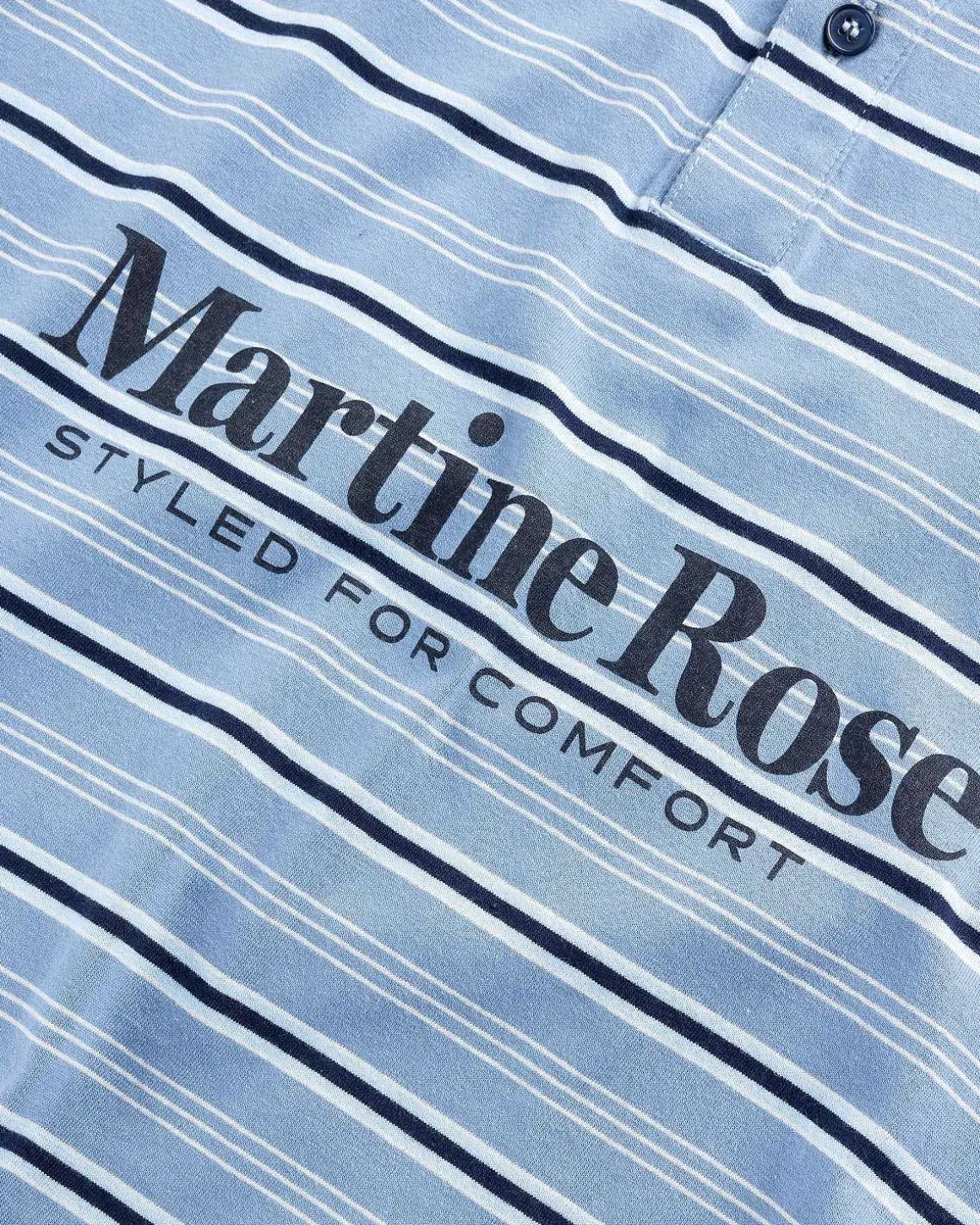 Langaermet Pulled Neck Polo Blue Stripe