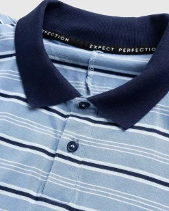 Langaermet Pulled Neck Polo Blue Stripe