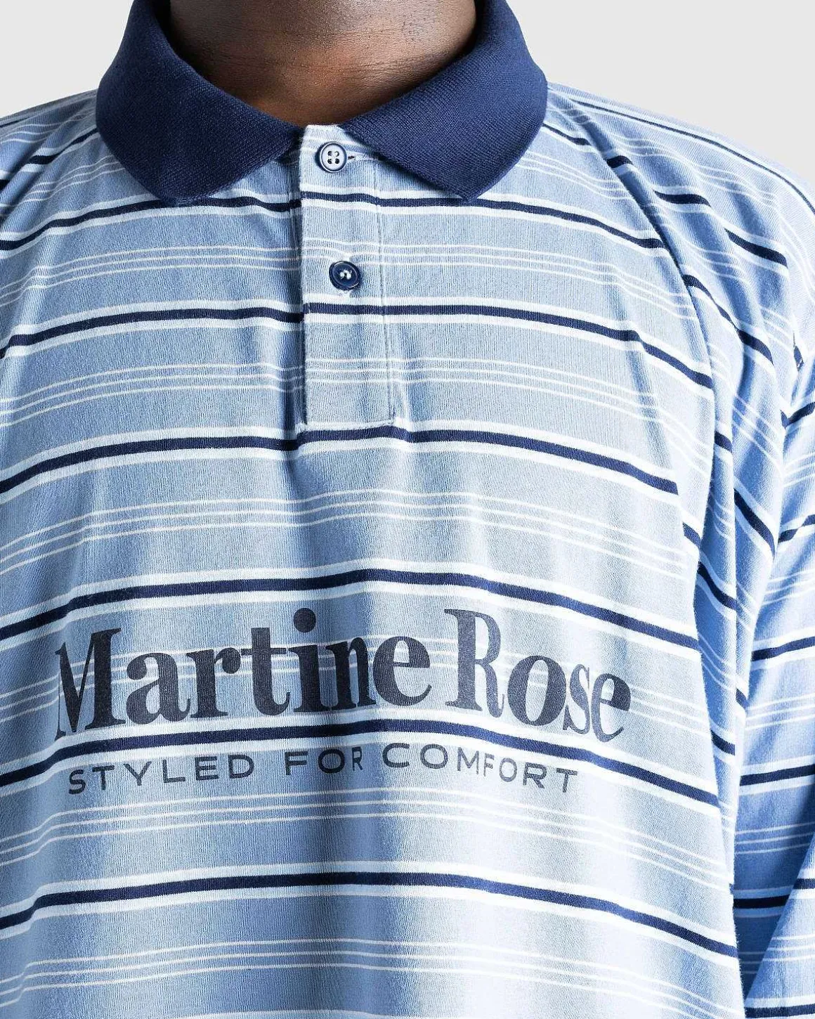 Langaermet Pulled Neck Polo Blue Stripe