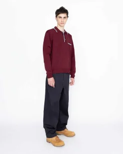 Langaermet Strik Polo Bordeaux