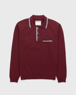 Langaermet Strik Polo Bordeaux